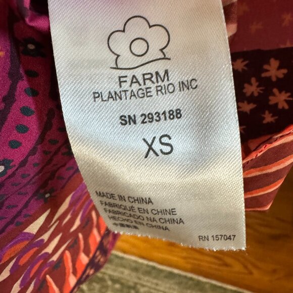 Farm Rio Tiered Pink Wild Bananas Midi Dress  Size XS - Picture 5 of 9